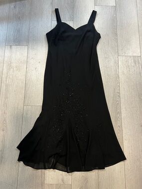 R&M Richards Black Beaded Midi Dress